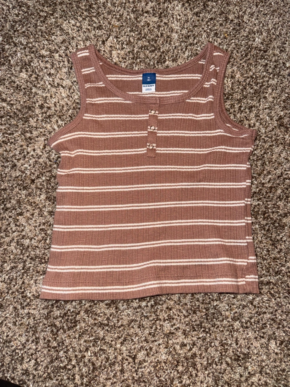Old Navy Mauve and White Striped Ribbed Tank